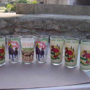 LOT OF 9 VINTAGE KENTUCKY DERBY MINT JULEP GLASSES 1984, 1985, 1987